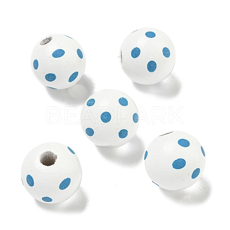 Printed Wood European Beads WOOD-G022-18C-1