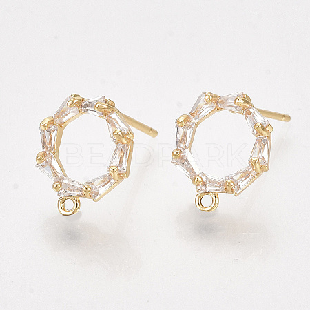 Brass Cubic Zirconia Stud Earring Findings KK-S350-343-1