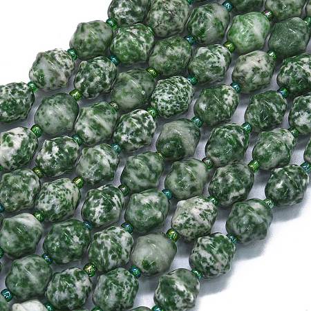 Natural Green Spot Jasper Beads Strands G-K389-D09-01-1