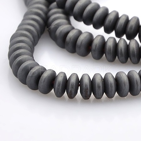 Matte Style Electroplate Non-magnetic Synthetic Hematite Rondelle Beads Strands G-M079-02-1