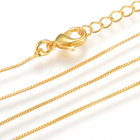 Real 18K Gold Plated Brass Box Chains Necklaces X-MAK-R014-G-1