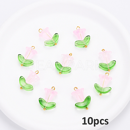 10Pcs Glass Pendants PALLOY-YW00040-09-1