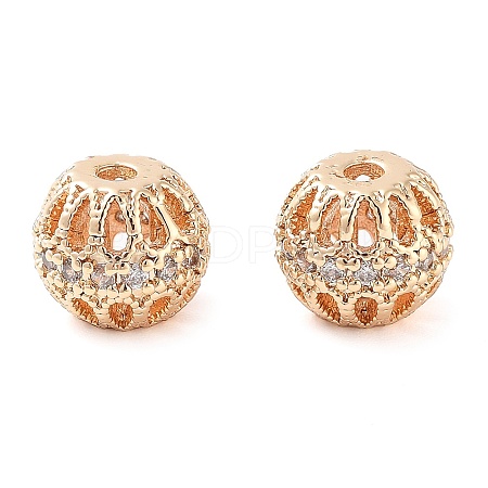 Brass Micro Pave Clear Cubic Zirconia Beads KK-U028-23G-1