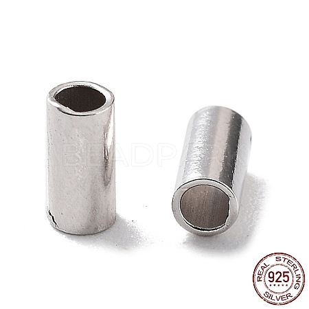 Rhodium Plated 925 Sterling Silver Spacer Tube Beads STER-Z006-02A-P-1
