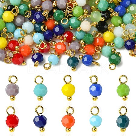 190Pcs 19 Colors Opaque Glass Pendants PALLOY-CJ00056-1