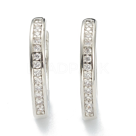 Brass Micro Pave Clear Cubic Zirconia Huggie Hoop Earrings EJEW-A058-26P-1