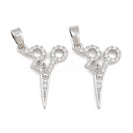 Brass Micro Pave Clear Cubic Zirconia Pendants CU-CBA9AB3-19P-1