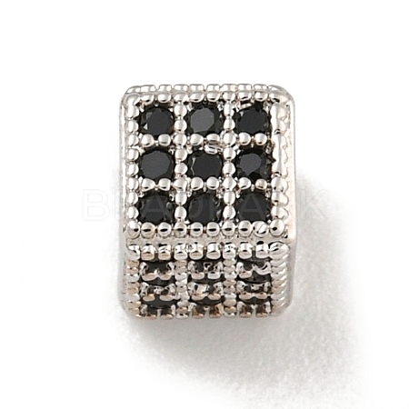 Brass Micro Pave Black Cubic Zirconia Beads KK-G493-37A-P02-1