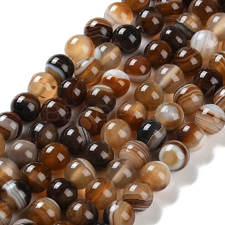 Natural Striped Agate/Banded Agate Beads Strands G-Z060-A01-B10-1