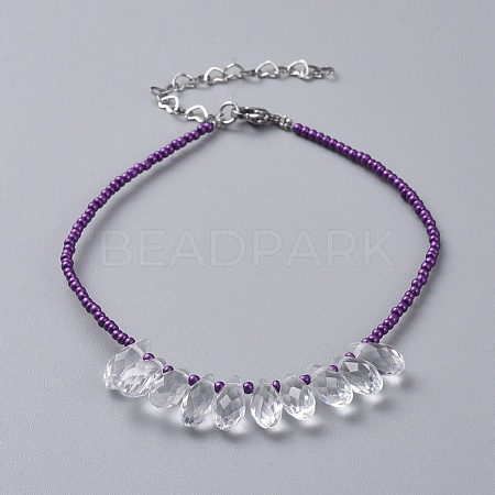 Glass Seed Beads Anklets AJEW-AN00277-05-1