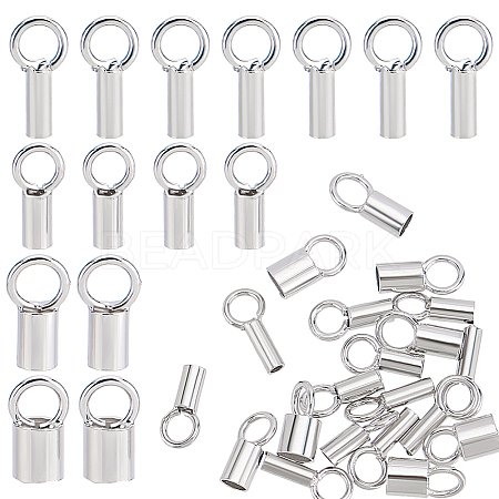 4 Styles Rhodium Plated 925 Sterling Silver Cord Ends STER-PH0003-37-1