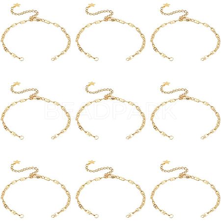  10Pcs Half Finished 304 Stainless Steel Mariner Link Chains Bracelets AJEW-NB0003-66-1