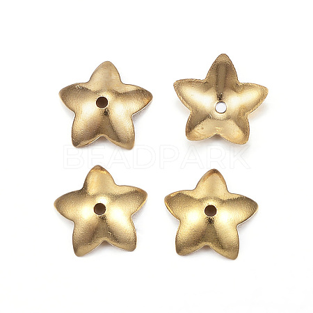 Ion Plating(IP) 304 Stainless Steel Flower Bead Cap X-STAS-G127-05G-1