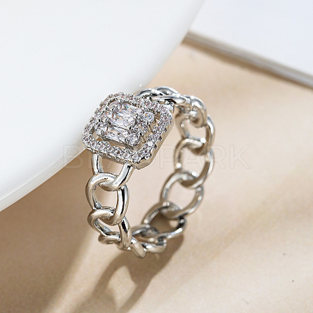Brass Micro Pave Clear Cubic Zirconia Finger Rings FS-WGF0A01-03-1