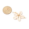 Natural Mixed Cowrie Shell Connector Charms PALLOY-JF03858-02-3