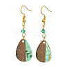 Resin & Walnut Wood Teardrop Dangle Earrings EJEW-JE05445-01-1