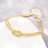 Brass Box Chain Knot 2-Strand Bracelets for Women KK-CBA68DA-17B-G-2