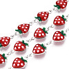 Brass Enamel Strawberry Link Chains CHC-N024-01P-1