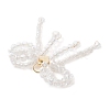 3Pcs Glass Seed Beaded Bowknot with Heart Pendants PALLOY-MZ01162-5