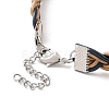 Cowhide Leather Braided Twist Rope Choker Necklace with Brass Clasp for Women NJEW-JN04167-6