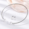 Round Plastic Imitation Pearl Stud Earrings & Rhinestone Cuff Choker Necklaces Sets SJEW-U003-04P-1