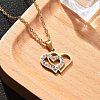 304 Stainless Steel Crystal Rhinestone Heart Pendant Cable Chain Necklaces for Women NJEW-Z056-01B-G-3