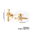 304 Stainless Steel Clear Cubic Zirconia Sword with Moon Stud Earrings AE8260-2-1