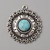 Tibetan Style Synthetic Turquoise Pendants PALLOY-CJC0018-08AS-1