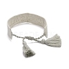 Word Love Is All Polycotton(Polyester Cotton) Braided Bracelet with Tassel Charm BJEW-F429-05-3