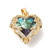 Rack Plating Brass Micro Pave Cubic Zirconia Pendants KK-U022-01G-1