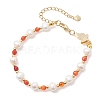 Round Natural Cultured Freshwater Pearl & Dyed Natural Agate Beaded Bracelats BJEW-JB12808-3