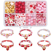 Valentine's Day Theme DIY Alloy Enamel Charm & Glass Beads Double-layer Stretch Bracelet Making Kits DIY-SC0028-70-1