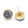 Electroplate Natural Druzy Quartz Crystal Stud Earrings EJEW-I216-01G-RS-3