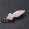 Natural Rose Quartz Pointed Dowsing Pendulums AJEW-B020-05P-07-5