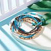6Pcs 6 Style Natural Coconut & Synthetic Turquoise Beaded Stretch Anklets Set with Brass Tube AJEW-AN00482-2