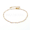 Faceted Round Natural Gemstone Beaded Anklets AJEW-AN00360-2