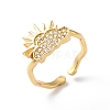 Cloud with Sun Brass Micro Pave Cubic Zirconia Cuff Rings RJEW-P088-01G-1