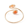 Round Natural Gemstone Braided Open Cuff Ring RJEW-JR00503-8