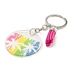 Acrylic Flat Round with Suede Tassel Pendant Keychain KEYC-G060-01F-2