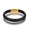 Leather Braided Cord Bracelets BJEW-E352-07G-1