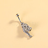 316L Surgical Stainless Steel Pave Cubic Zirconia Enamel Dangle Curved Barbell Belly Rings FS-WGB5546-09-1
