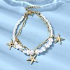 304 Stainless Steel Starfish Charm Bracelets for Women BJEW-F520-06G-1