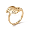Ion Plating(IP) 201 Stainless Steel Hollow Out Leaf Adjustable Ring for Women RJEW-C045-05G-1