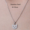 Non-Tarnish 201 Stainless Steel Cat Pendant Necklace NJEW-OY001-23-3