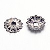 Black Iron Flower Bead Caps X-IFIN-D023-B-2