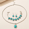 Bohemian Style Oval Synthetic Turquoise Pendant Necklace & Dangle Earrings & Link Bracelets FS-WGA6DB3-01-2