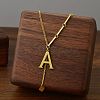 304 Stainless Steel Initial Pendant with Dice Tassel Necklaces FS-WGD823D-01-2