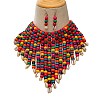 Alloy & Natural Shell & Wood Bead Necklaces & Dangle Earrings for Women FS-WG28A7F-03-2