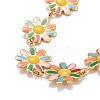 Enamel Daisy Link Chains Bracelet BJEW-P271-01G-02-2