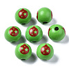 Painted Natural Wood European Beads WOOD-S057-041A-1